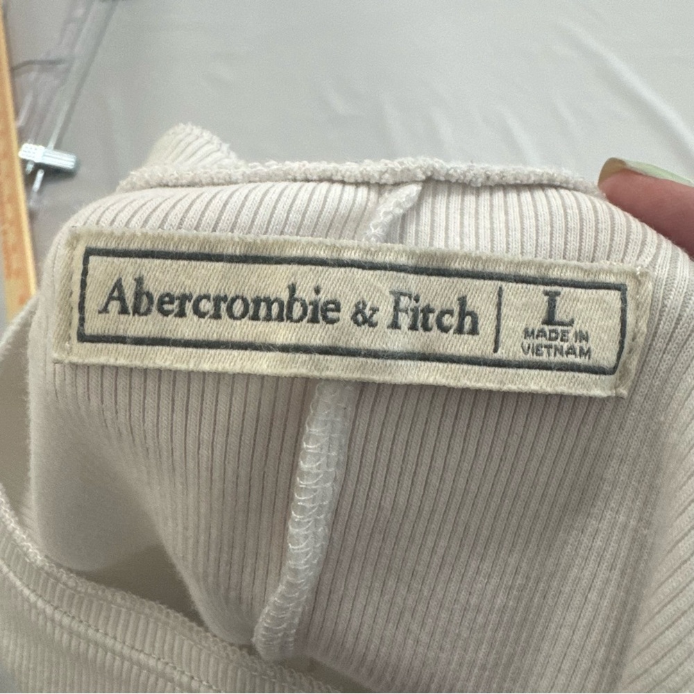 Abercrombie & Fitch White Ribbed Long Sleeve Top Large - Picture 4 of 8